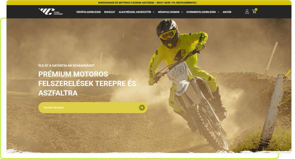 Webshop készítés Moto complet számára