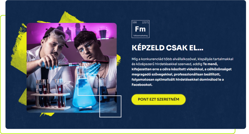 Landing oldal készítés follow marketing ügynökség számára