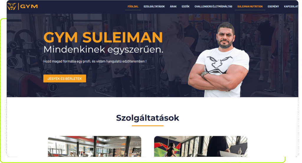 Weboldal készítés GYM suleiman számára
