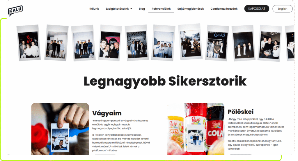 Weboldal készítés KALU creative számára