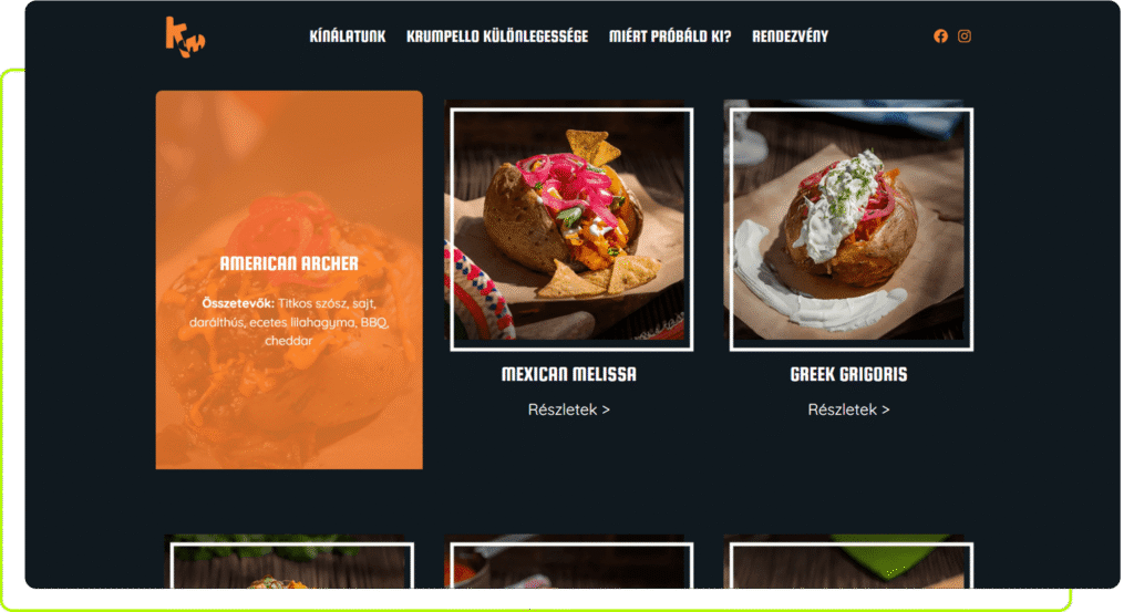 Landing oldal készítés Krumpello számára