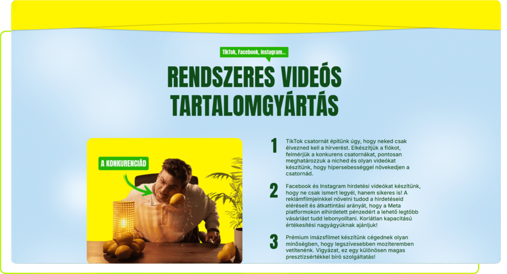 Landing oldal készítés LemonART számára