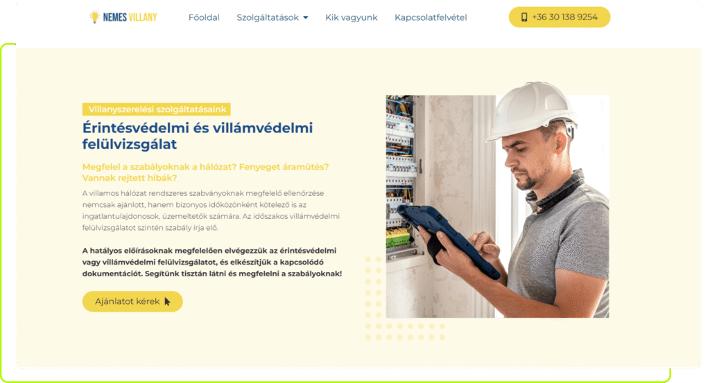 Weboldal készítés Nemesvillany számára