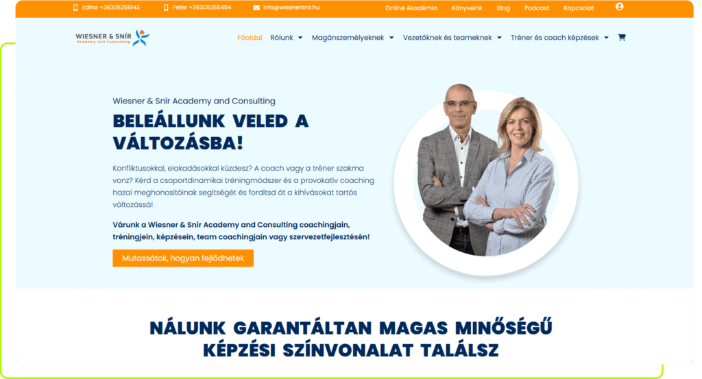 Weboldal készítés Wiesner & Snír coaching cég számára